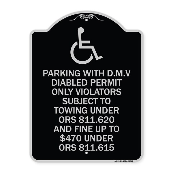 Signmission Parking with D.M.V Disabled Permit Only Violators Subject to Towing Under Ors 811.620, BS-1824-23342 A-DES-BS-1824-23342 - main